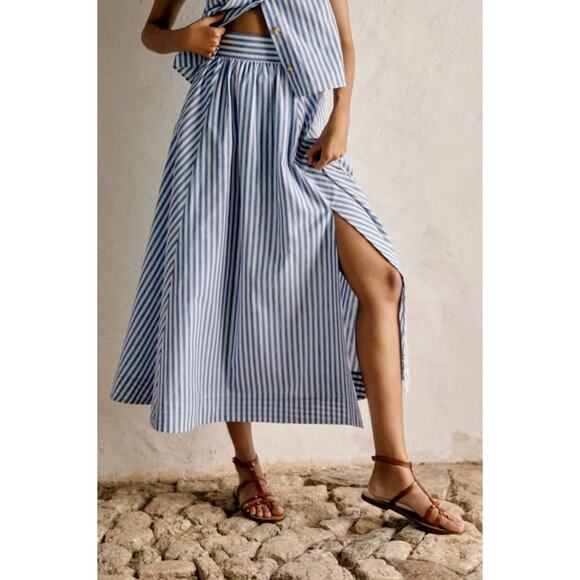 Sezane Arianna Skirt Blue Stripes size US 4 - Picture 1 of 8